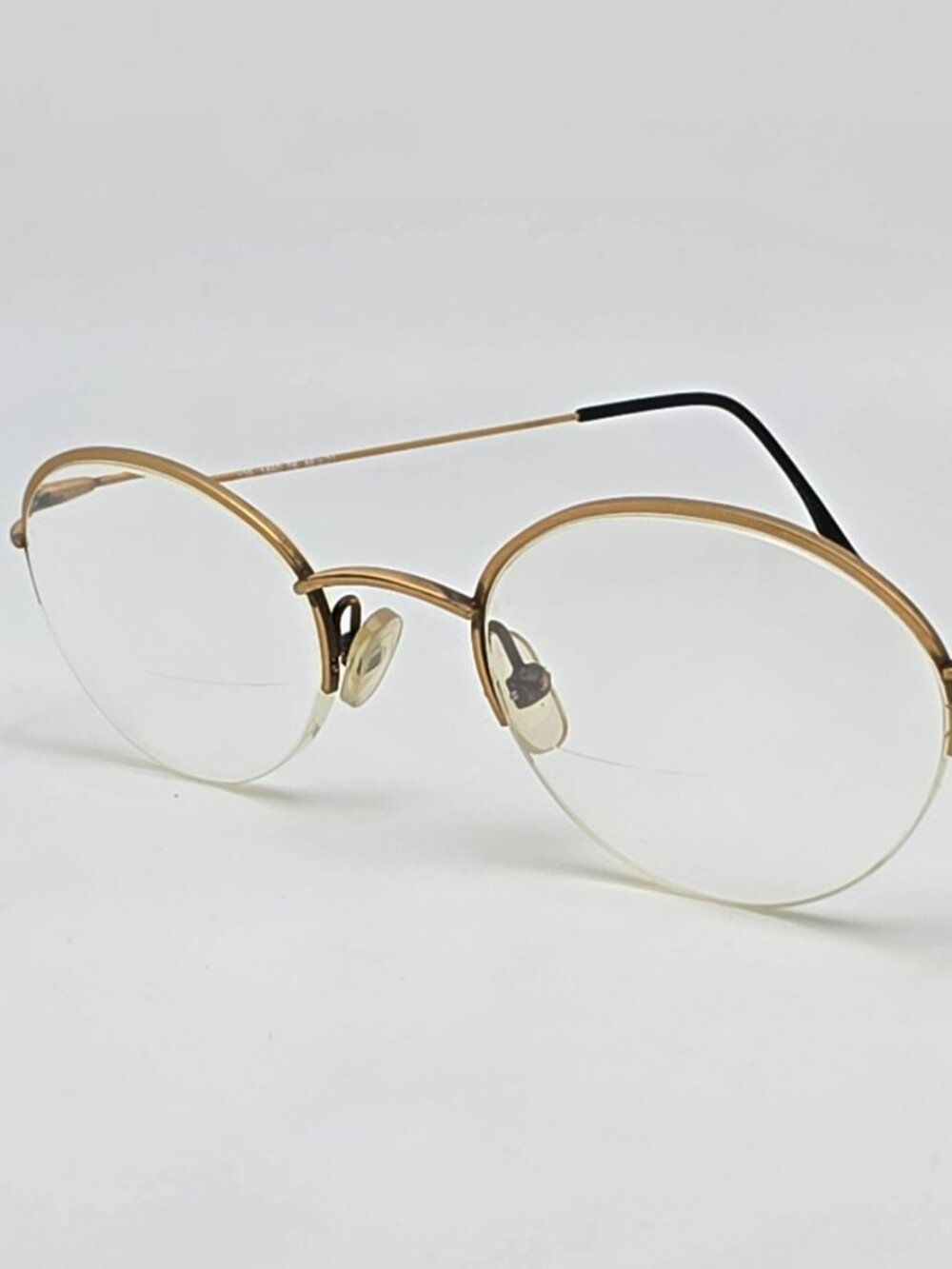 Logo Paris 1460 06 Antique Gold Semi Rimless Oval Eyeglasses Frame France 46mm